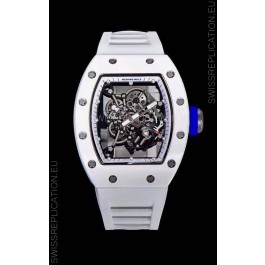 Richard Mille RM055 Ceramic Casing 1:1 Mirror Replica Watch in White Strap 