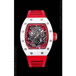 Richard Mille RM055 Ceramic Casing 1:1 Mirror Replica Watch in Red Strap 
