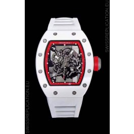 Richard Mille RM055 Ceramic Casing 1:1 Mirror Replica Watch in White Strap 
