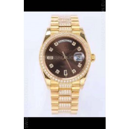 Rolex Day Date Presidential 18K Yellow Gold Watch 36MM - Brown Dial 1:1 Mirror Quality Watch