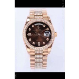 Rolex Day Date Presidential Rose Gold Watch 36MM - Brown Dial 1:1 Mirror Quality Watch