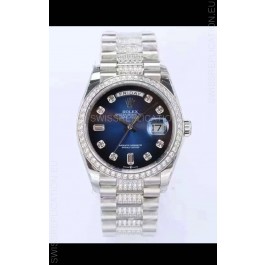 Rolex Day Date Presidential 904L Steel 36MM - Blue Dial 1:1 Mirror Quality Watch