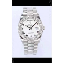 Rolex Day Date Presidential 904L Steel 36MM - White Roman Dial 1:1 Mirror Quality Watch