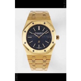 Audemars Piguet Royal Jumbo Oak Extra Thin Swiss Replica Yellow Gold - 1:1 Mirror Replica Watch Black Dial