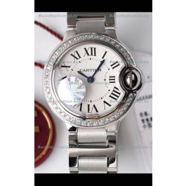 Ballon De Cartier Swiss Quartz 1:1 Mirror Quality 28MM in Steel Casing White Dial 