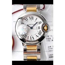 Ballon De Cartier Swiss Quartz 1:1 Mirror Quality 28MM in 2 Tone Casing White Dial 