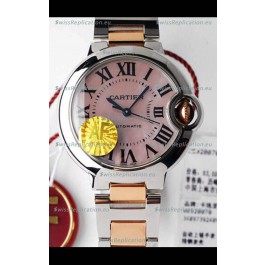 Ballon De Cartier Swiss Automatic 1:1 Mirror Quality 33MM in 2 Tone Rose Gold Casing Pink Dial 