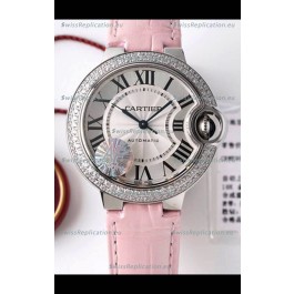 Ballon De Cartier Swiss Automatic 1:1 Mirror Quality 33MM in Stainless Steel Casing - Diamonds Bezel