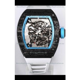 Richard Mille RM055 Black Carbon Casing 1:1 Mirror Replica Watch in White Strap