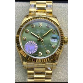 Rolex Datejust 278278 31MM Swiss Replica in 904L Steel Yellow Gold in Green Dial - 1:1 Mirror Replica