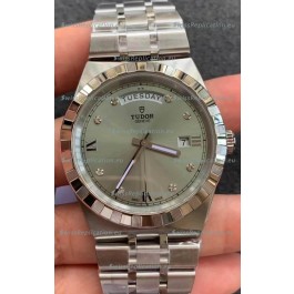 Tudor Royal Edition Watch - 1:1 Mirror Replica in Steel Casing - Grey Diamonds Dial