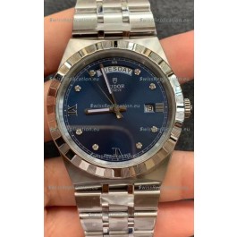 Tudor Royal Edition Watch - 1:1 Mirror Replica in Steel Casing - Blue Diamonds Dial