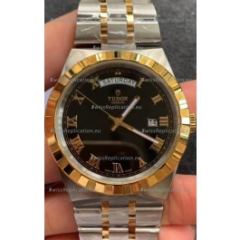 Tudor Royal Edition Watch - 1:1 Mirror Replica in Two Tone Casing - Black Roman Dial