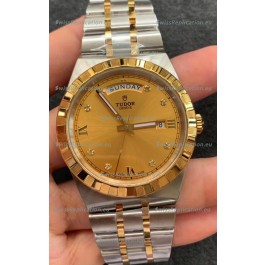 Tudor Royal Edition Watch - 1:1 Mirror Replica in Two Tone Casing - Gold Diamonds Dial