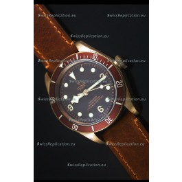 Tudor Heritage Bay Bronze Swiss Replica Watch with Leather Strap