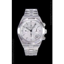 Vacheron Constantin Overseas Chronograph White Dial Swiss Replica Watch - Stainless Steel Strap