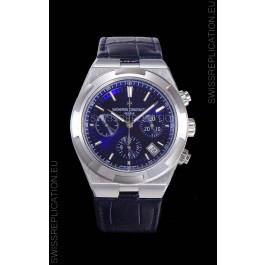 Vacheron Constantin Overseas Chronograph Blue Dial Swiss Replica Watch - Leather Strap