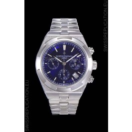 Vacheron Constantin Overseas Chronograph Blue Dial Swiss Replica Watch - Stainless Steel Strap