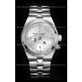 Vacheron Constantin Overseas Dual Time 1:1 Mirror Swiss Replica Watch in Steel Dial 