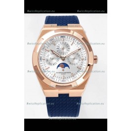 Vacheron Constantin Overseas Perpetual Calendar Ultra-Thin Steel Dial Rose Gold Casing Replica