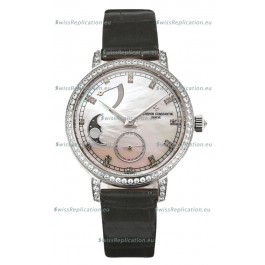 Vacheron Constantin Traditionelle Moon Phase Mother of Pearl Dial in Steel Case Swiss Replica