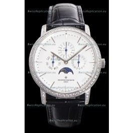 Vacheron Constantin Patrimony Perpetual Calendar Ultra-Thin White Gold White Dial Swiss Replica