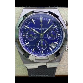 Vacheron Constantin Overseas Chronograph 904L Steel Blue Dial Swiss Replica Watch - Rubber Strap