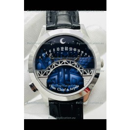 Van Cleef & Arpels Lady Arpels Pont des Amoureux in Stainless Steel Black Strap