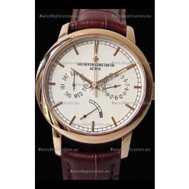 Vacheron Constantin Traditionnelle Day Date Pink Gold Swiss Replica Watch 