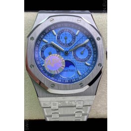 Audemars Piguet Royal Oak Perpetual Calendar Swiss Replica Steel Casing Watch in Steel Blue Dial 