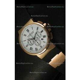 Ulysse Nardin Marine Chronograph Rose Gold White Roman Black Dial - 1:1 Mirror Replica