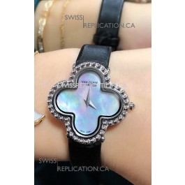 Van Cleef & Arpels Alhambra Stainles Steel Pearl Dial Watch 