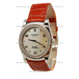 Rolex Cellini Cestello Ladies Swiss Watch Pearl in Diamonds Bezel