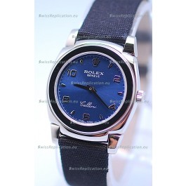Rolex Cellini Cestello Ladies Swiss Watch in Blue Silver Face