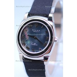 Rolex Cellini Cestello Ladies Swiss Watch in Black Pearl Face