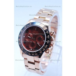 Rolex Daytona Chronograph MonoBloc Cerachrom Bezel Swiss Replica Watch in Brown Dial