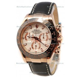 Rolex Daytona Monobloc Cerachrome Everose Swiss Watch in White Dial - 1:1 Mirror Replica