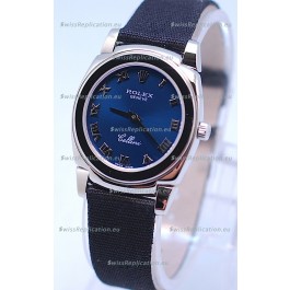 Rolex Cellini Cestello Ladies Swiss Watch in Blue Silver Face