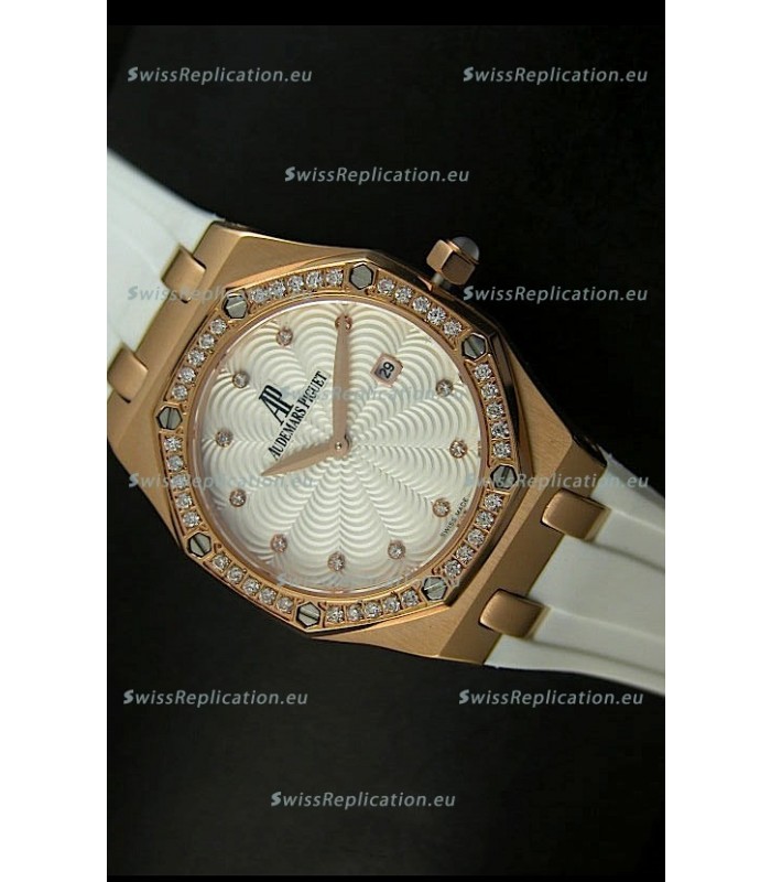 Audemars Piguet Royal Oak Ladies Quartz Replica Watch in Pink Gold Case