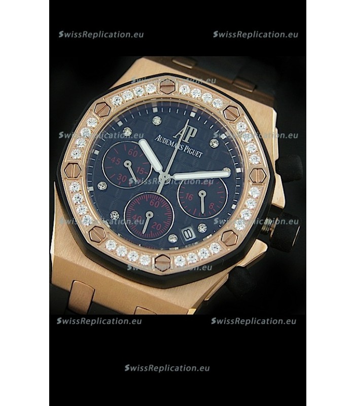 Audemars Piguet Royal Oak Offshore Lady Alinghi Swiss Watch in Black Checkered Dial