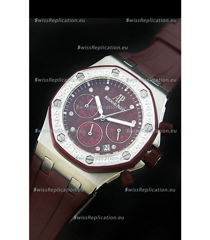 Audemars Piguet Royal Oak Offshore Lady Alinghi Swiss Watch in Maroon Dial