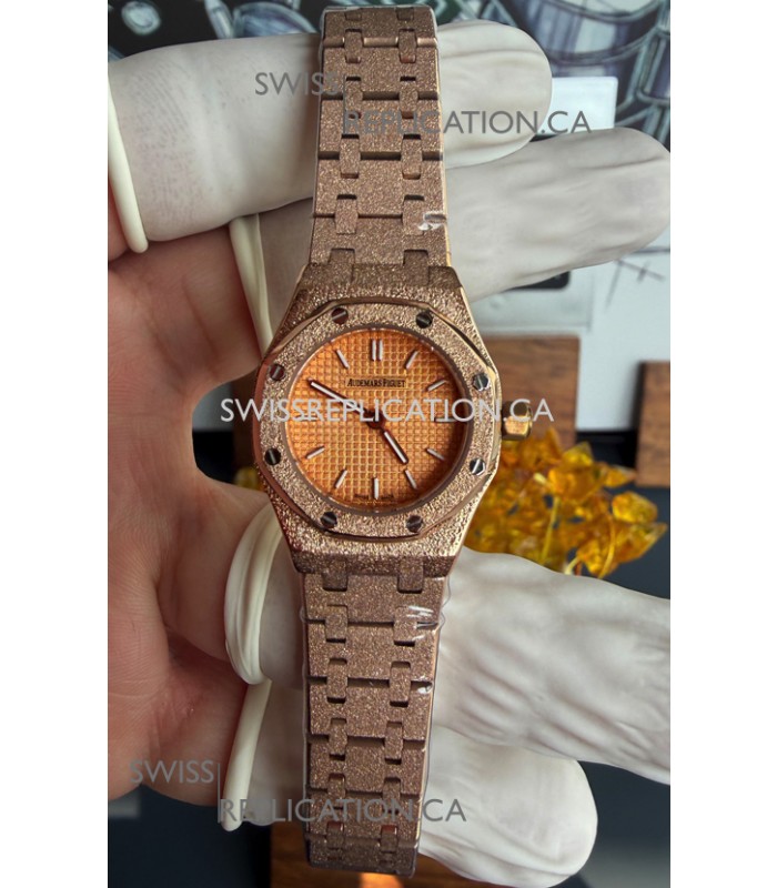 Royal Oak 67630OR Frosted Mini 23MM Rose Gold Super Clone Watch 