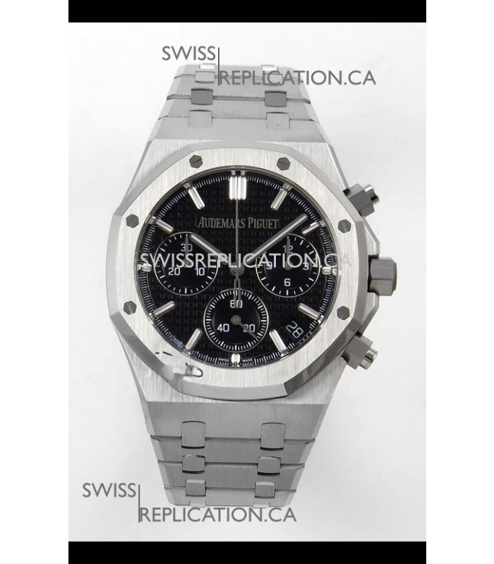 Royal Oak Chrono 26240 Black Dial FREE SPRUNG MVMNT Steel Caing Super Clone Watch 