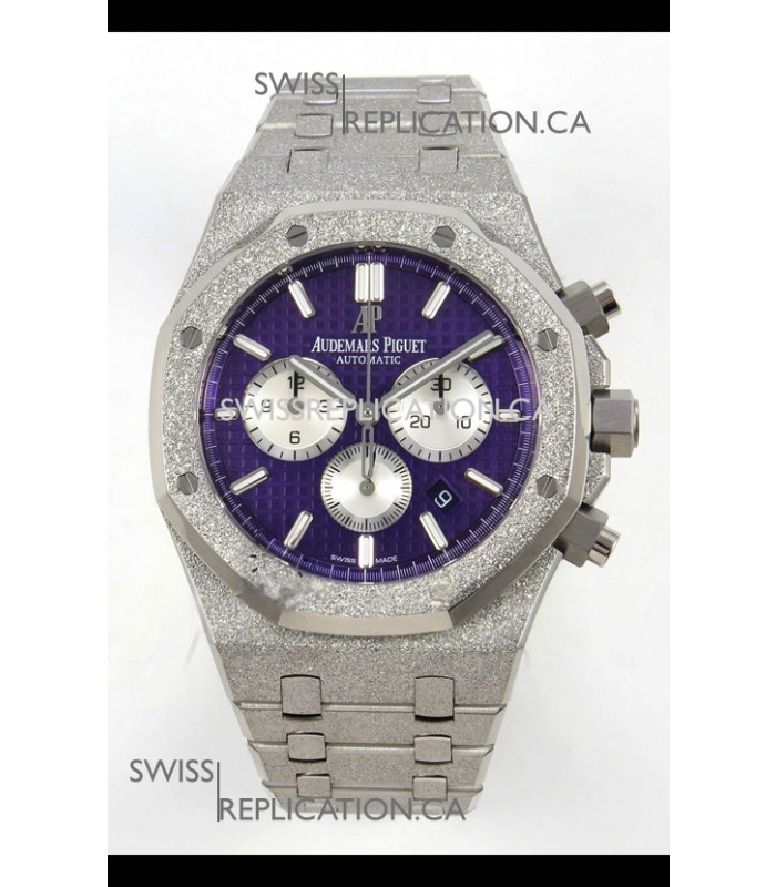Royal Oak Chrono 26331 Frosted White Gold Purple Dial Super Clone Watch 