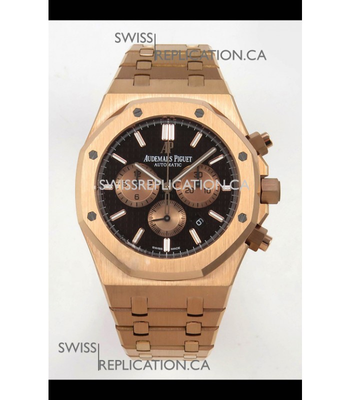 Royal Oak Chrono 26331 Rose Gold Brown Dial Super Clone Watch 
