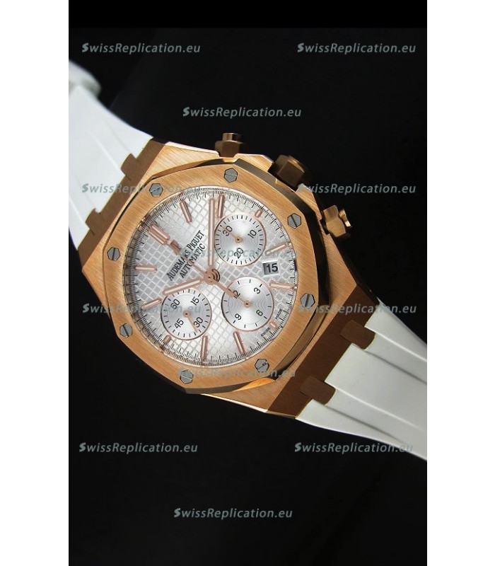 Audemars Piguet Royal Oak Chronograph Watch in Yellow Gold in Polished White Dial