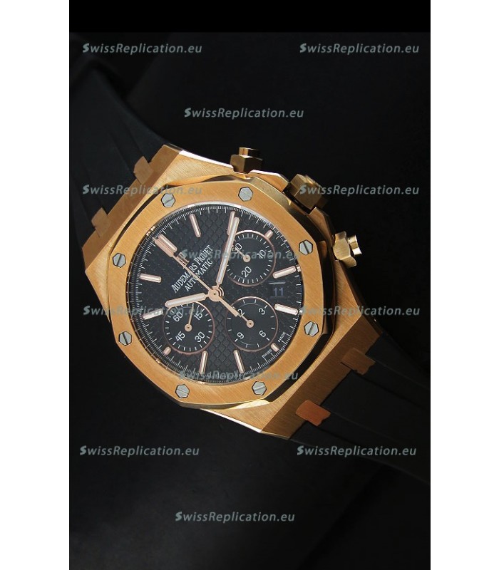 Audemars Piguet Royal Oak Chronograph Watch in Yellow Gold in Black Dial