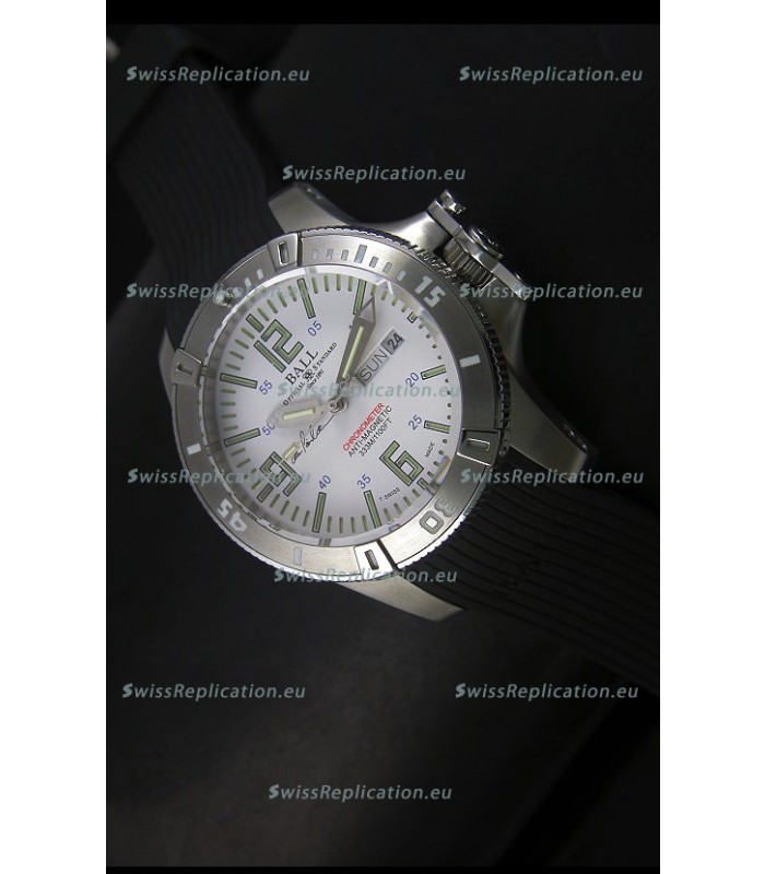 Ball Hydrocarbon Spacemaster Automatic Day Date Rubber Strap in White Dial - Original Citizen Movement 