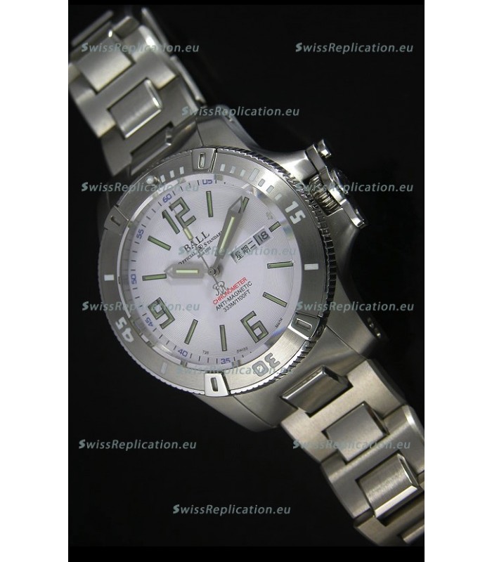 Ball Hydrocarbon Spacemaster Automatic Replica Day Date Watch in White Dial - Original Citizen Movement 