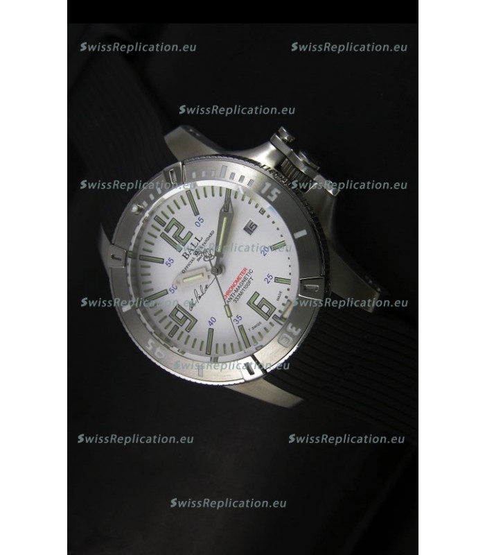 Ball Hydrocarbon Spacemaster Automatic Rubber Strap in White Dial - Original Citizen Movement 